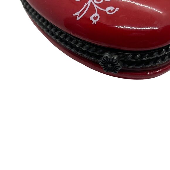 Hallmark Heart Trinket Box Porcelain Rose Painted Detail Retro Valentine Love - Picture 7 of 16